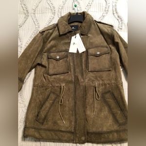7 For All Mankind Brown Suede Leather Full Zip Jacket Women’s Medium New